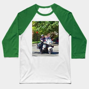 Policeman On Motorcycle Baseball T-Shirt